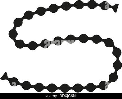 Dotted path forming a smooth, continuous S-shape with interlinked flowing curves. Stock Vector