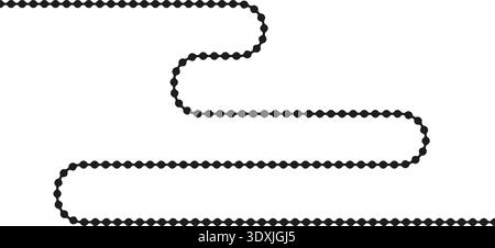 Dotted path forming an extended sinuous curve with fluid, flexible connections. Stock Vector