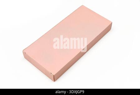 Blank pink carton box isolated on white background. rectangle shape template mock up Stock Photo