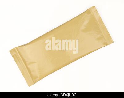 Blank brown paper foil pack isolated on white background. Mockup template Stock Photo