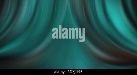 Abstract teal and green flowing fabric creating a symmetrical pattern with soft lighting effects Stock Photo