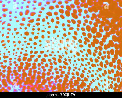 Vibrant abstract pattern with orange organic dots on a light blue background. Pop art. Perfect for creative backgrounds, textiles, and modern design. Stock Photo