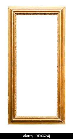 high golden narrow painting frame cutout on white background Stock Photo