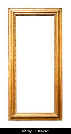 tall golden narrow painting frame cutout on white background Stock Photo