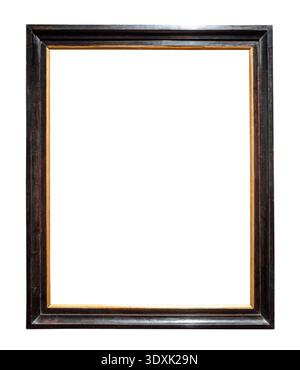 vertical old black painting frame cutout on white background Stock Photo