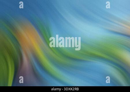 Abstract painting with blending of blue green and yellow colors creating a smooth and dreamy effect Stock Photo
