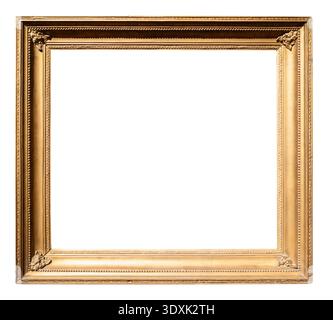 horizontal old golden painting frame cutout on white background Stock Photo
