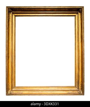 vertical old golden picture frame cutout on white background Stock Photo