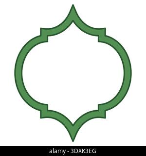 Islamic ornamental frame border green muslim geometric arabesque outline design Stock Vector