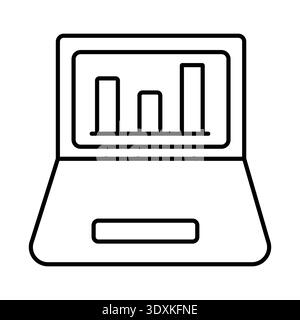 Trader laptop. Stock price change chart shown on laptop monitor. Geometric linear vector illustration. Stock Vector