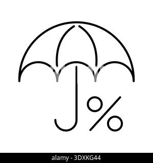 Investment protection. Umbrella sign shielding percent sign. Symbol of reliable investments, preservation, multiplication of money Stock Vector