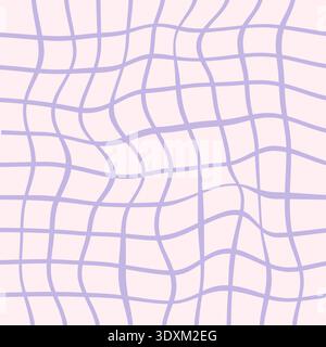 Groovy hippie 70s backgrounds. Checkerboard, chessboard, mesh, waves patterns. Twisted and distorted vector grid texture in trendy retro psychedelic style. Y2k aesthetic. Vector illustration Stock Vector