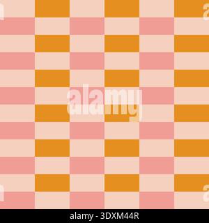 Retro Groovy Christmas festive winter holidays seamless pattern digital paper repeating background for wrapping paper, stationery, fabric, wallpaper. Pink, and gold colors Stock Vector