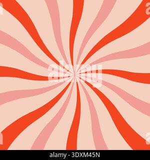 Acid wave rainbow line background in the 1970s 1960s hippie style. Carnival retro vintage wallpaper. Red and pink pattern 70s 60s groovy psychedelic poster background. Vector design illustration Stock Vector