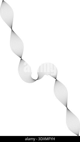 A distorted zigzag shape created by curved parallel lines forming irregular wave patterns. Stock Vector