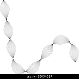 Irregular curved shape with thin parallel lines forming a sketched zigzag structure. Stock Vector