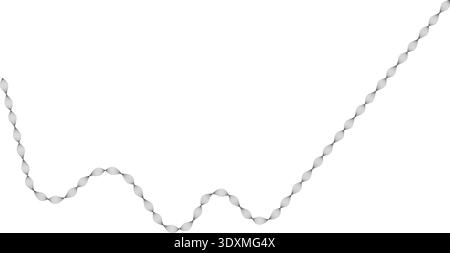 Curved shape with multiple thin parallel lines creating an irregular and non-uniform stroke. Stock Vector