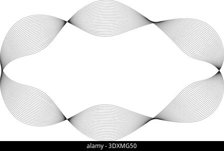Oval shape with curved flowing edges created by multiple thin parallel lines forming a smooth contour. Stock Vector