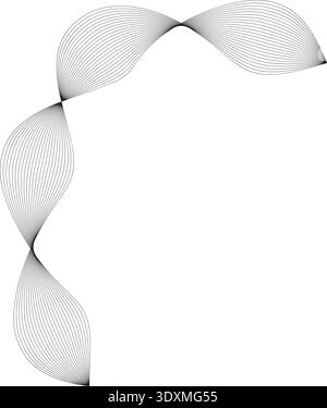 Curved shape with multiple thin parallel lines creating a series of continuous sinuous paths. Stock Vector