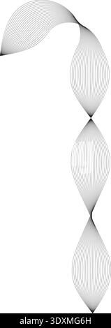 Flowing shape with a single continuous curved form outlined by multiple thin parallel lines. Stock Vector