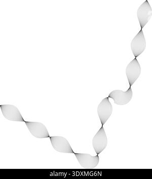 Curved shape with multiple thin parallel lines creating a stroke with pronounced spiky edges. Stock Vector