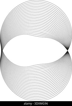 Circular shape formed by multiple curved thin parallel lines creating a smooth flowing contour. Stock Vector