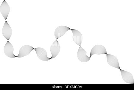 Curved shape with multiple thin parallel lines forming a structured, sharp zigzag pattern. Stock Vector
