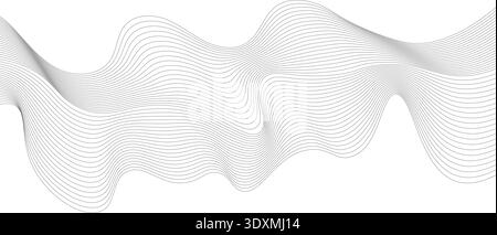 Flowing vector wave composed of black dashed lines and dots creating a dynamic fluid motion Stock Vector