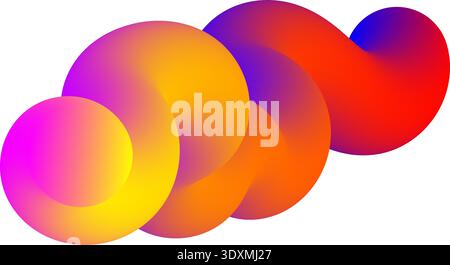Colorful abstract 3D coil with purple, orange, and yellow gradients isolated on white Stock Vector