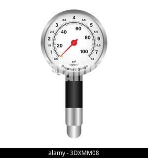 Tire Pressure Gauge. Tire Pressure Check Equipment. Vector Illustration. Stock Vector
