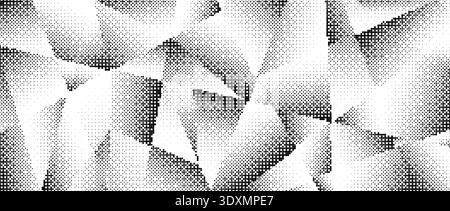 Halftone gradient polygon texture. Rough pixel triangle pattern background. Grunge dotted polygon surface overlay. Geometric gradated polygonal wallpaper overlay. Vector mosaic triangular style cover Stock Vector