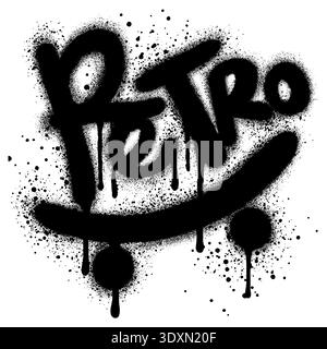 graffiti retro text sprayed in black over white. Stock Vector