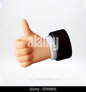 3D Hand showing thumb up sign in business suit Stock Vector