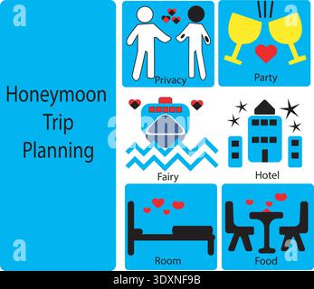 Ultimate Strategic Guide For Luxury Honeymoon Planning icon set Stock Vector
