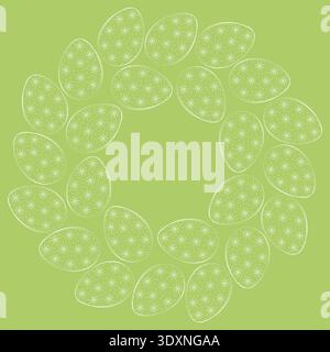 Round Frame border made of outline patterned Easter Eggs Minimalistic Flat design Copy space Template. Vector illustration Easter Greetings Themed cards design element, media post, blog, leaflet, banner Stock Vector