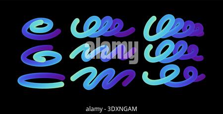 Bright gradient curves with purple and blue hues form dynamic design. Stock Vector
