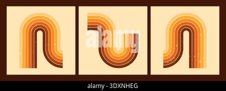 Set with square design and stripe waves. Stock Vector