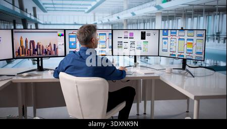Web Designer Creating User-Friendly UI UX For Website And Travel. Stock Photo