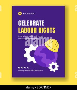 International Labour Day Flat Cartoon Hand Drawn Vertical Poster Background Stock Vector