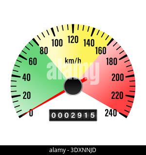 Car Speedometer Dashboard. Car Speed Meter Gauge. Tachometer or Odometer Display. Vector Illustration. Stock Vector