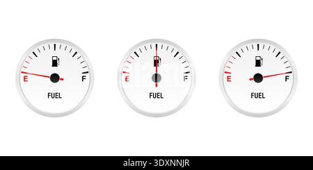Fuel Gauge. Fuel indicators. Gas Meter.  Empty Tank. Vector Illustration. Stock Vector