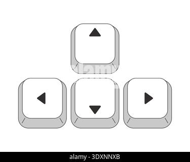 Arrow keys directional controls grayscale computer keyboard Stock Vector
