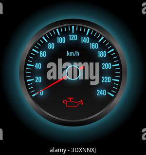 Low Oil Pressure Warning Light on Car Dashboard. Vector Illustration. Stock Vector