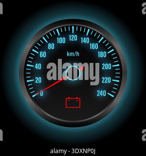 Battery System Warning Light on Car Dashboard. Vector Illustration. Stock Vector