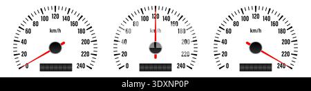 Car Speedometer Dashboard. Car Speed Meter Gauge. Tachometer or Odometer Display. Vector Illustration. Stock Vector
