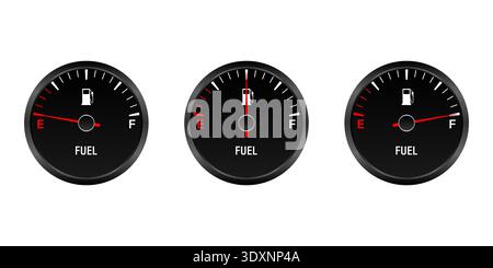 Fuel Gauge. Fuel indicators. Gas Meter.  Empty Tank. Vector Illustration. Stock Vector