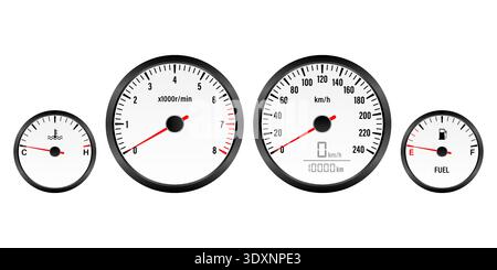 Car Dashboard. Car Panel Display. Car Speedometer Dashboard. Tachometer or Odometer Display. Vector Illustration. Stock Vector