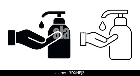Flat and outlined Hand sanitizer icon set for disinfection vector stock illustration Stock Vector