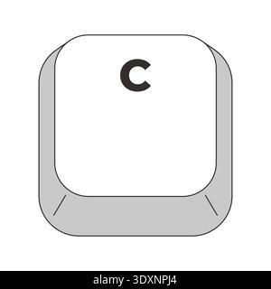 Single C letter grayscale computer keyboard key Stock Vector