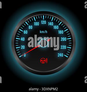 Power Steering System Warning Light on Car Dashboard. Vector Illustration. Stock Vector